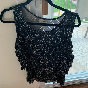 Off the shoulder black and white blouse